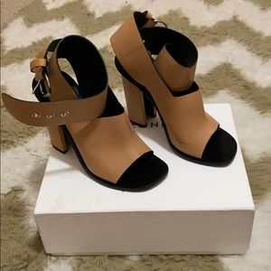 Auth Celine Buckle Sandal Heels- Wraparound Sz 38